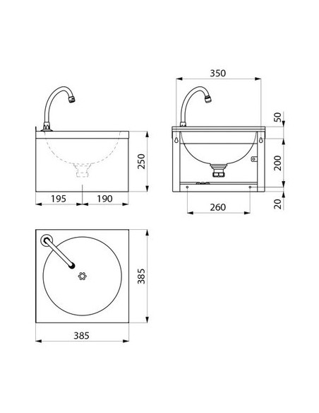 LAVE-MAINS MURAL SXS MECA INOX DELABIE 182310