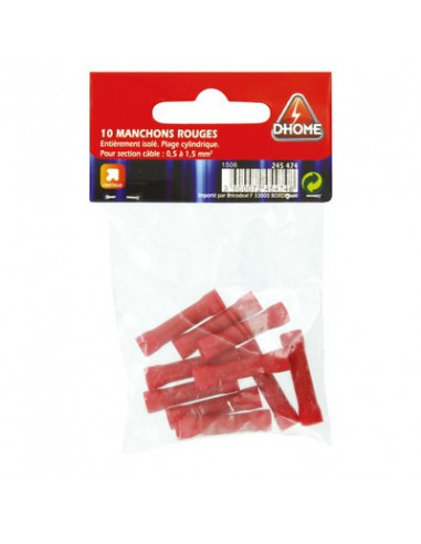 MANCHON ROUGE 0,5-1,5MM² (10 pièces) DHOME BV 1,25