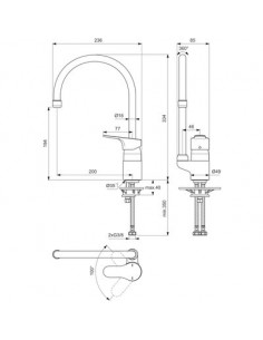 MITIGEUR EVIER BEC TUBE OLYOS PORCHER D2624AA 2