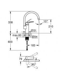 MITIGEUR EVIER EUROSMART 2021 GROHE PRO 32223003 2
