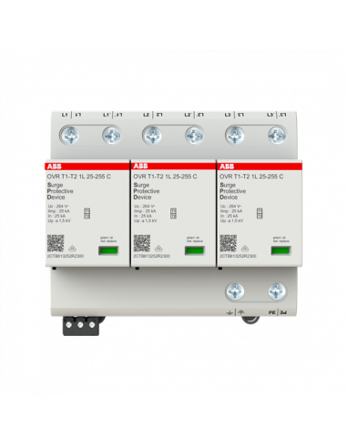 Parafoudre débrochable OVR T1-T2 Iimp. 25KA- 3P-230/400V Uc 264V TNC -av. TS 2CTB812751R2300 ABB B611462