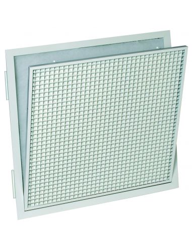 Grille de reprise plafond/mur 500x500 blanche ailettes inclinées filtre AC174Z ALDES 11050741