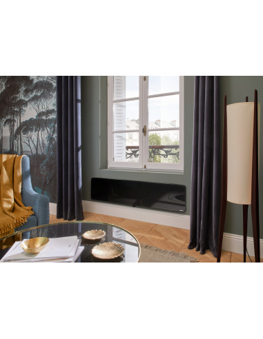 Radiateur verre connecté Verali plinthe 1500W noir brillant ATLANTIC 507664