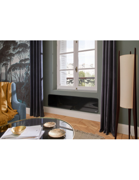 Radiateur verre connecté Verali plinthe 1500W noir brillant ATLANTIC 507664