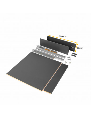 Kit de tiroir pour cuisine et salle de bain Vertex de hauteur 93 mm avec panneaux incluses EMUCA 3173135