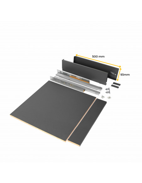 Kit de tiroir pour cuisine et salle de bain Vertex de hauteur 93 mm avec panneaux incluses EMUCA 3173235