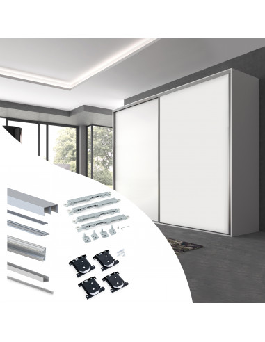 Système coulissant pour armoires à 2 portes roulement inférieur Placard 90 profils Vall fermeture amortie EMUCA 6030962
