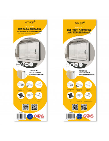 Système coulissant armoires 2 portes roulement inférieur Placard 74 profils Wave fermeture amortie EMUCA 6031312