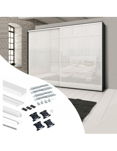 Système coulissant armoires 2 portes roulement inférieur Placard 74 profils Wave fermeture amortie EMUCA 6031312