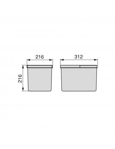 Poubelles pour tiroir de cuisine Recycle Hauteur 216 EMUCA 8197623
