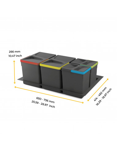 Kit de poubelles avec base Recycle pour tiroir de cuisine EMUCA 8939523