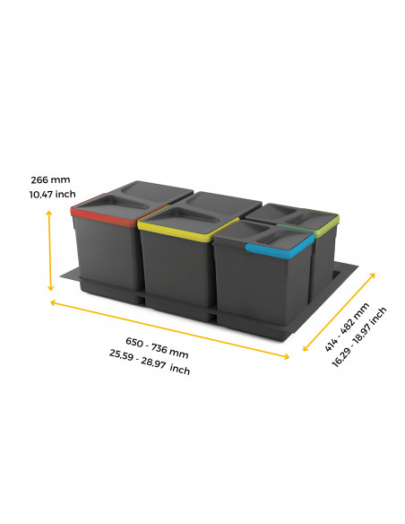 Kit de poubelles avec base Recycle pour tiroir de cuisine EMUCA 8939523