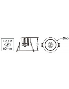 Spot encastré Deep low UGR 5W CRI90 2700K INTEGRATECH DEEP5W27 2