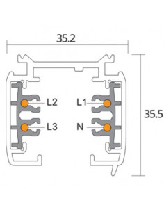 Rail universel triphasé dim 7p 1m noir INTEGRATECH TRA3F1MB 2