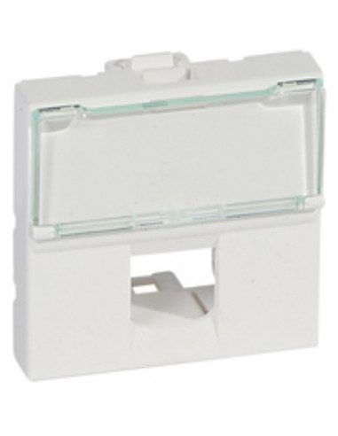 Plastron Mosaic 2 modules avec porte-repère transparent pour 1 connecteur format Keystone simple blanc LEGRAND 078604