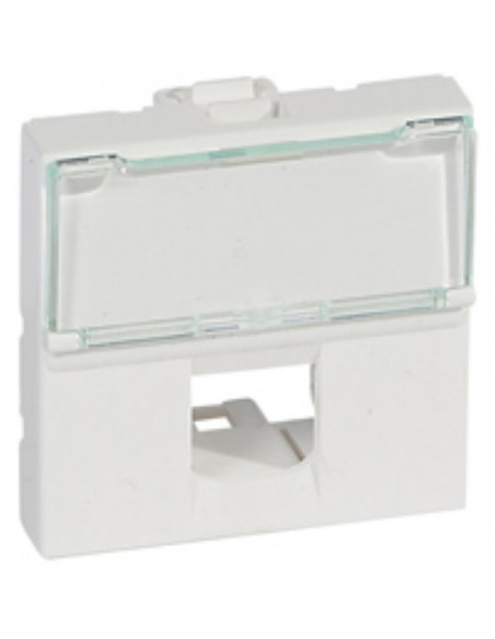 Plastron Mosaic 2 modules avec porte-repère transparent pour 1 connecteur format Keystone simple blanc LEGRAND 078604
