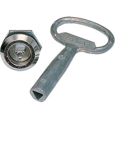 Serrure triangle mâle 7mm chromée avec 1 clé pour coffret et armoire quadro4-5 HAGER FZ450