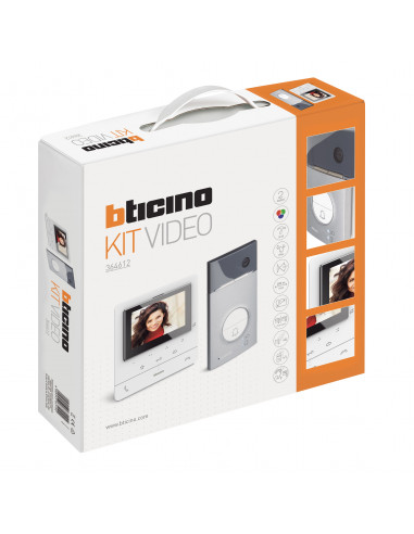 Kit Classe 100 vidéo couleur finition blanc avec platine Linea3000 noir BTICINO BT364612