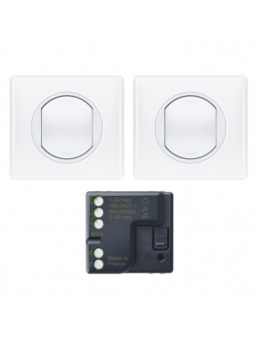 Prêt à poser Céliane 2 commandes sans fils sans pile + 1 micromodule blanc LEGRAND 067777L