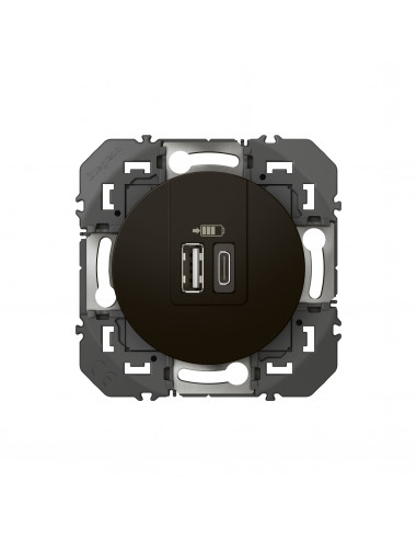 Double chargeur USB 1 Type-A + 1 Type-C dooxie 3A noir LEGRAND 600549