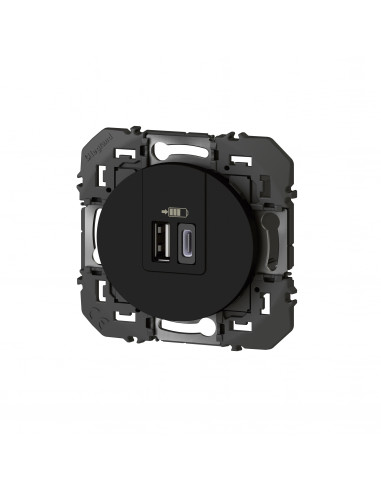 Double chargeur USB 1 Type-A + 1 Type-C dooxie 3A noir LEGRAND 600549