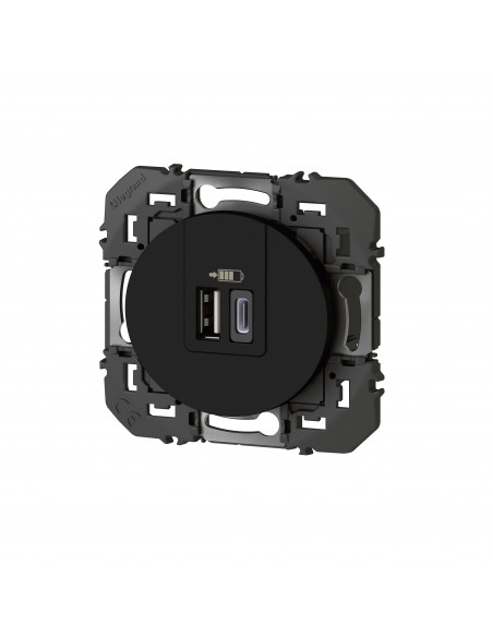 Double chargeur USB 1 Type-A + 1 Type-C dooxie 3A noir LEGRAND 600549