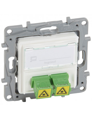 Prise optique Niloé 2 traversées SC/APC simplex avec volet de protection Pur LEGRAND 664779