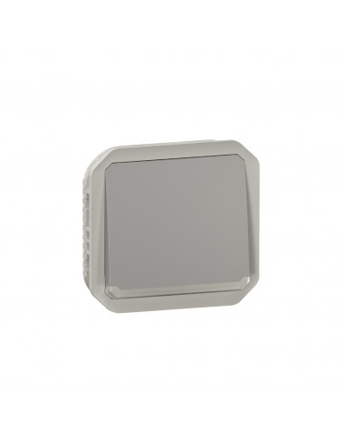 Poussoir NO lumineux avec voyant étanche Plexo 10A avec enjoliveur finition gris LEGRAND 069542L