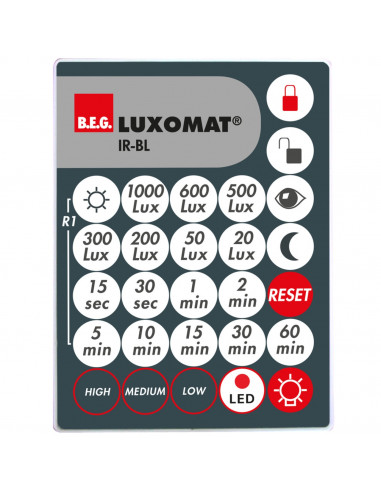 IR -BL télécommande à infrarouge pour détecteurs de mouvement de plafond BL LUXOMAT 93055