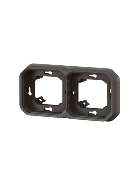 Support plaque étanche pour montage encastré 2 postes horizontaux ou verticaux Plexo anthracite LEGRAND 069607L