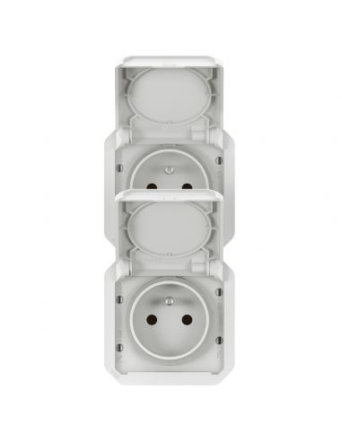Prise de courant 2x2P+T verticale Plexo composable blanc LEGRAND 069643L