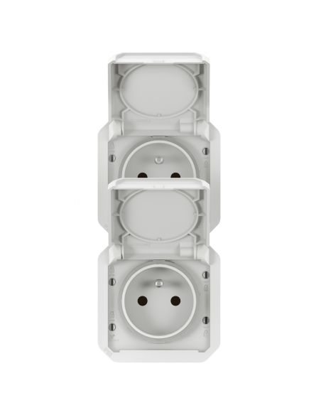 Prise de courant 2x2P+T verticale Plexo composable blanc LEGRAND 069643L