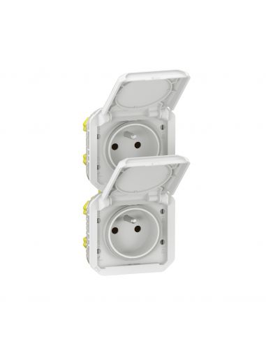 Prise de courant 2x2P+T verticale Plexo composable blanc LEGRAND 069643L