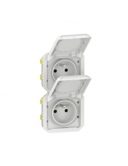Prise de courant 2x2P+T verticale Plexo composable blanc LEGRAND 069643L