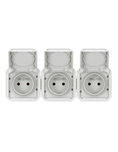 Prise de courant 3x2P+T horizontale Plexo composable blanc LEGRAND 069644L