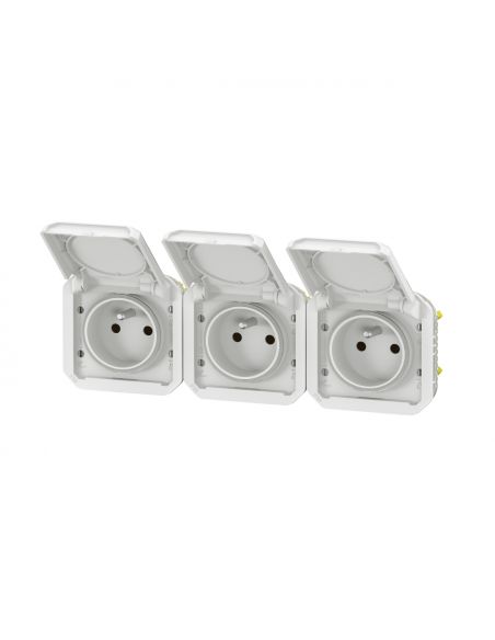 Prise de courant 3x2P+T horizontale Plexo composable blanc LEGRAND 069644L