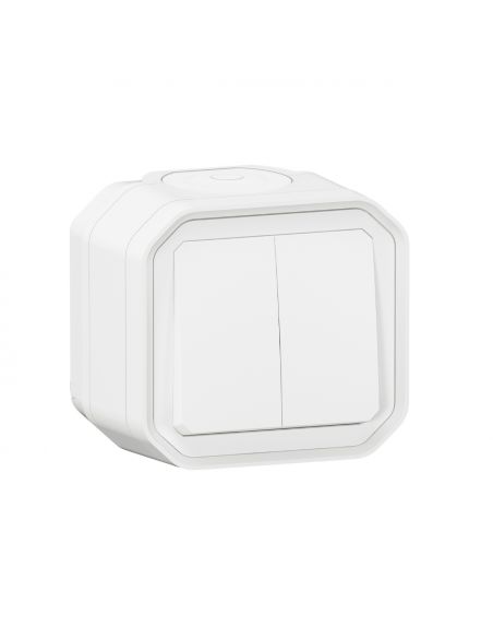 Commande double interrupteur ou poussoir Plexo complet saillie blanc LEGRAND 069755L