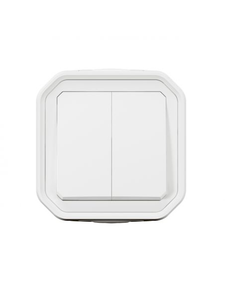 Commande double interrupteur ou poussoir Plexo complet saillie blanc LEGRAND 069755L