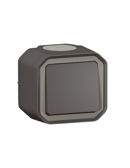 Interrupteur ou va-et-vient 10AX 250V Plexo complet saillie anthracite LEGRAND 069761L
