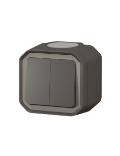 Commande double interrupteur ou poussoir Plexo complet saillie anthracite LEGRAND 069775L