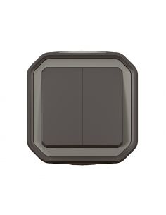 Commande double interrupteur ou poussoir Plexo complet saillie anthracite LEGRAND 069775L 2