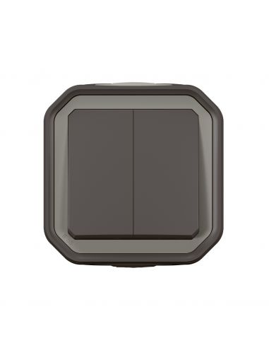 Commande double interrupteur ou poussoir Plexo complet saillie anthracite LEGRAND 069775L