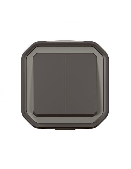 Commande double interrupteur ou poussoir Plexo complet saillie anthracite LEGRAND 069775L