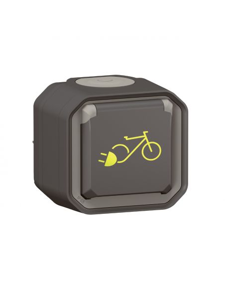 Prise de courant Plexo pour recharge vélo électrique complet saillie anthracite LEGRAND 069787L