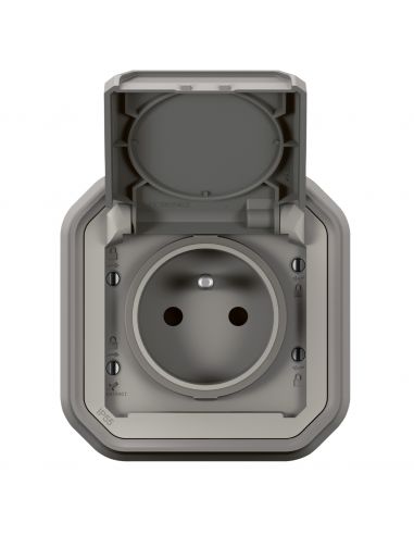 Prise de courant 2P+T Plexo complet encastré gris LEGRAND 069831L