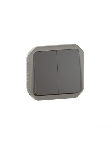 Commande double interrupteur ou poussoir Plexo composable anthracite LEGRAND 069805L