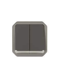 Commande double interrupteur ou poussoir lumineux Plexo composable anthracite LEGRAND 069806L