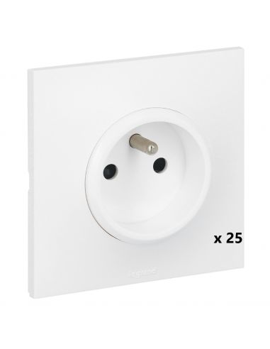 Lot de 25 prises de courant Neptune blanc LEGRAND 200249