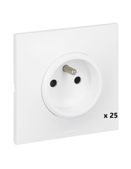 Lot de 25 prises de courant Neptune blanc LEGRAND 200249