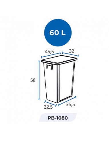COLLECTEUR DE TRI 60L NOIR PROBBAX PB-1080-BLA